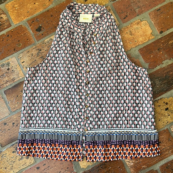 Anthropologie Maeve Prema Printed Tank Top Button Front szS - Picture 8 of 13